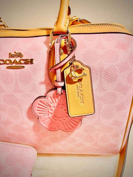 COACH Large Powder Pink Rowan Satchel with Matching Pouch - Picture 2 of 5